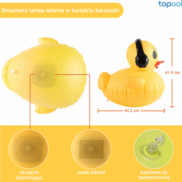 Pływająca lampka solarna do basenów Topool CT218 - kaczuszka - obrazek 11