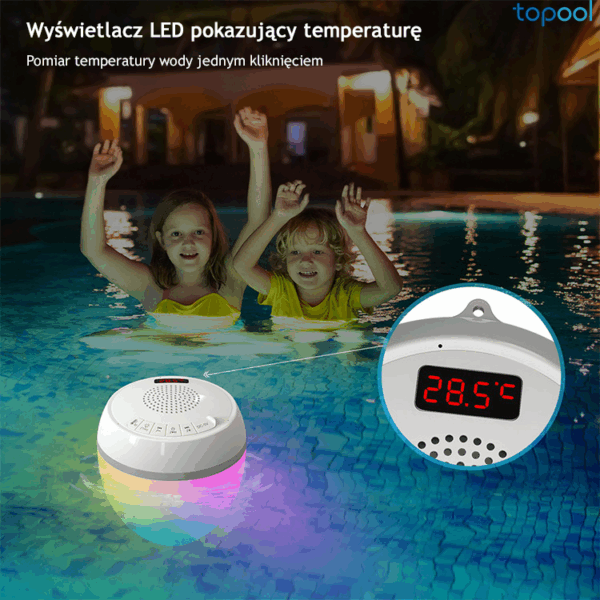 Głośnik basenowy Bluetooth + LED + termometr - Topool HK703 - obrazek 14