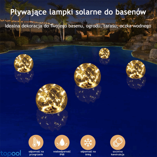 Pływająca lampka solarna do basenów Topool CT229W - kula - obrazek 6