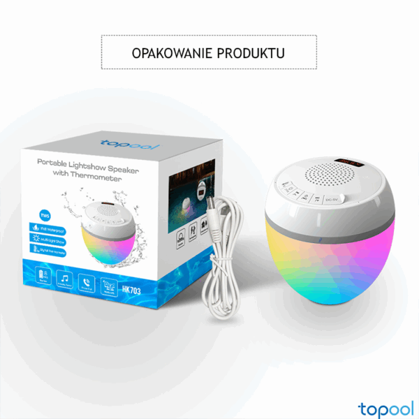 Głośnik basenowy Bluetooth + LED + termometr - Topool HK703 - obrazek 3